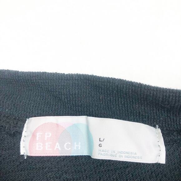 Free People Beach Mercer Textured Side Vent Tunic Top Large Black Loungewear - Picture 5 of 13